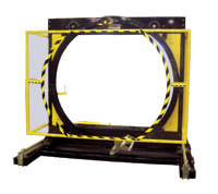 Wrapping these components by conventional horizontal stretch wrappers or strapping was not easy or cost effective. To assure safe shipping to customers and to arrive undamaged, Wiley Metal developed the Yellow Jacket 110® stretch wrapper to securely lock loads to the pallet