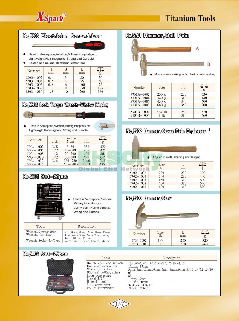 Non-Sparking, Non-Magnetic, Corrosion Resistant Tools by EHSCity EHSCity防爆、防磁、钛合金、特种工具大全》_页面_160