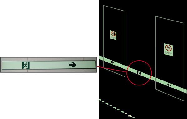 自发光疏散指示条 高性能自发光材料+铝合金边框，95×1m