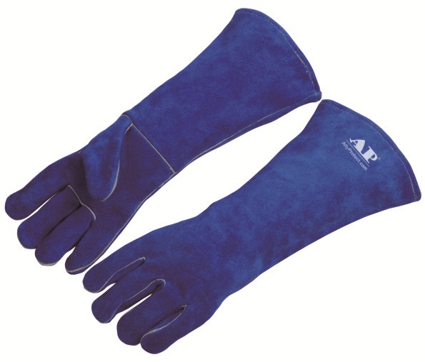 AP-2054友盟彩蓝色加长牛二层皮手套